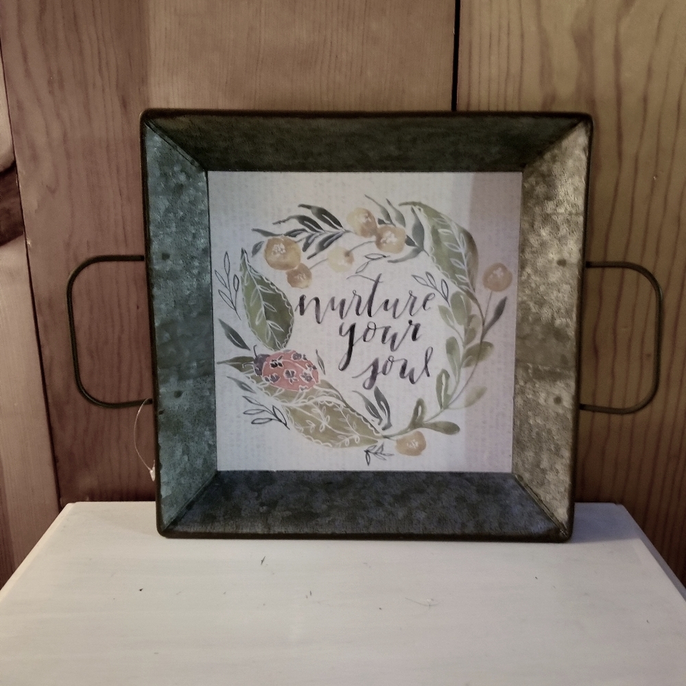 Metal tray home decor